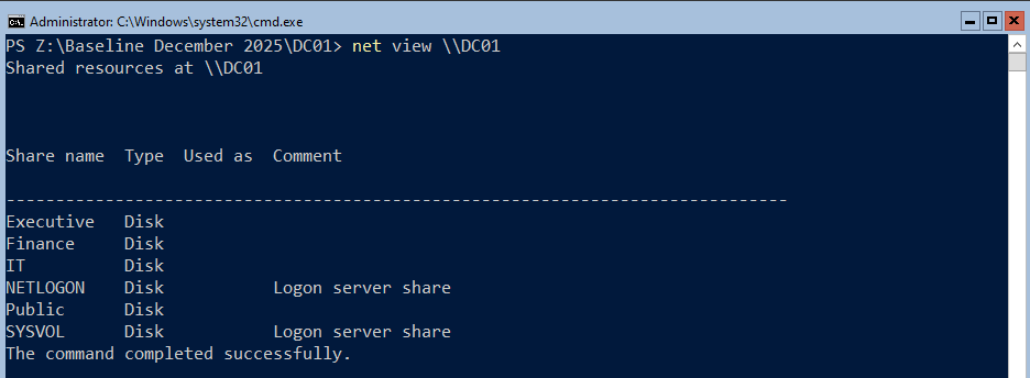 Network shares created successfully.