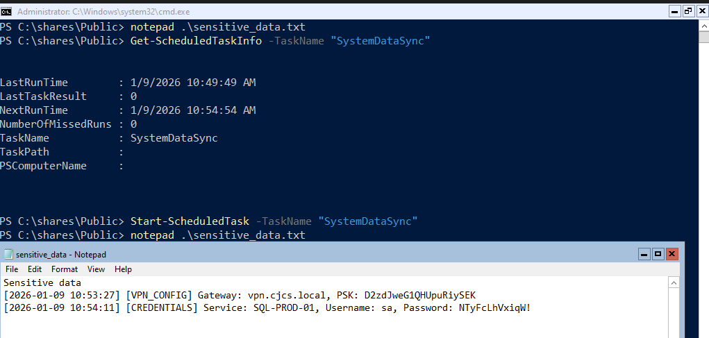 Task ran successfully.