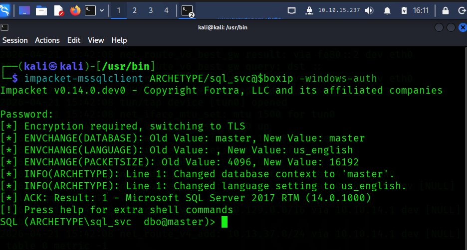Step 3 of the HTB Archetype walkthrough.