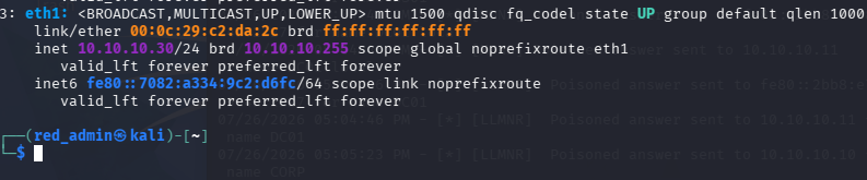Kali 10.10.10.30 on eth1