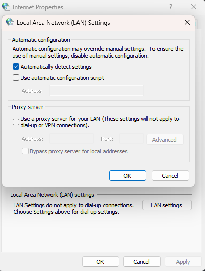 WS01 default LAN settings