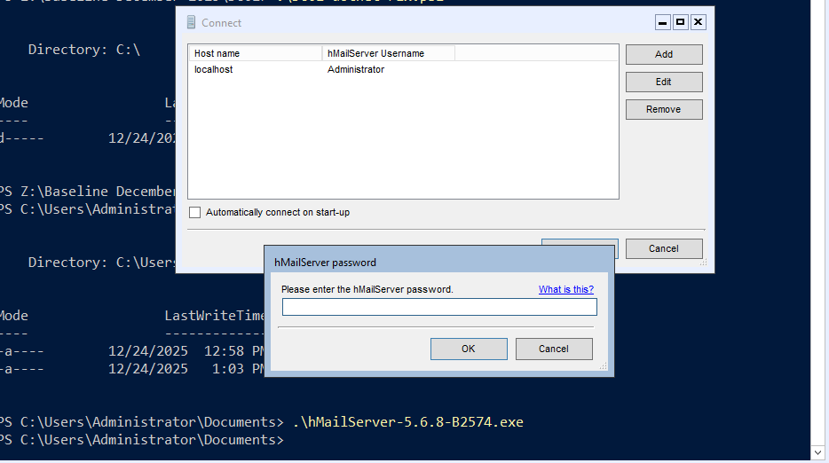 First login to hMailServer on DC01.