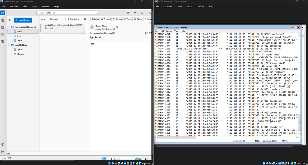 Email sent, received, verified with logs.