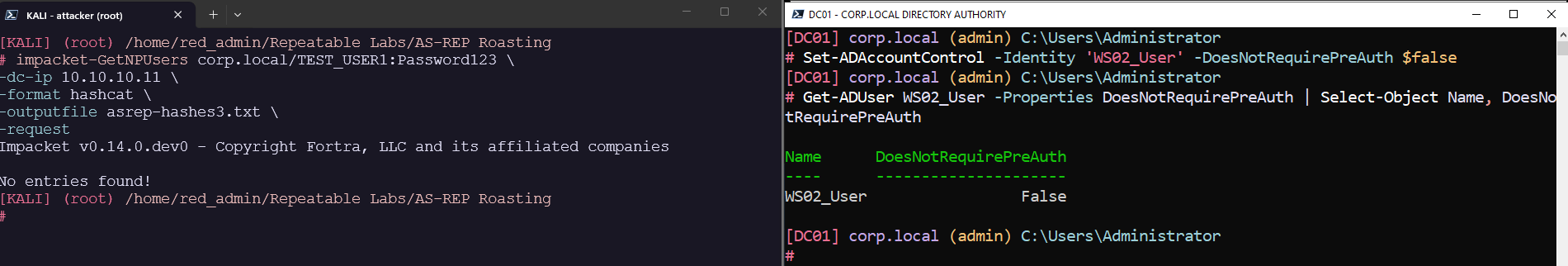 Kerberos preauthentication restored for WS02_User.